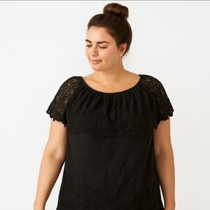 Chaser Black Lace Blouse NWT Size M – Elegant Boho Style Top
